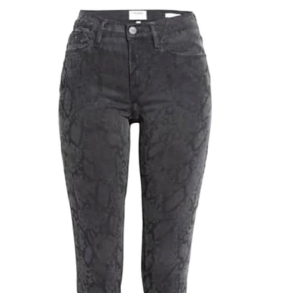 FRAME DENIM Le Skinny De Jeanne Tonal Python Snake Print Jeans - Picture 4 of 14